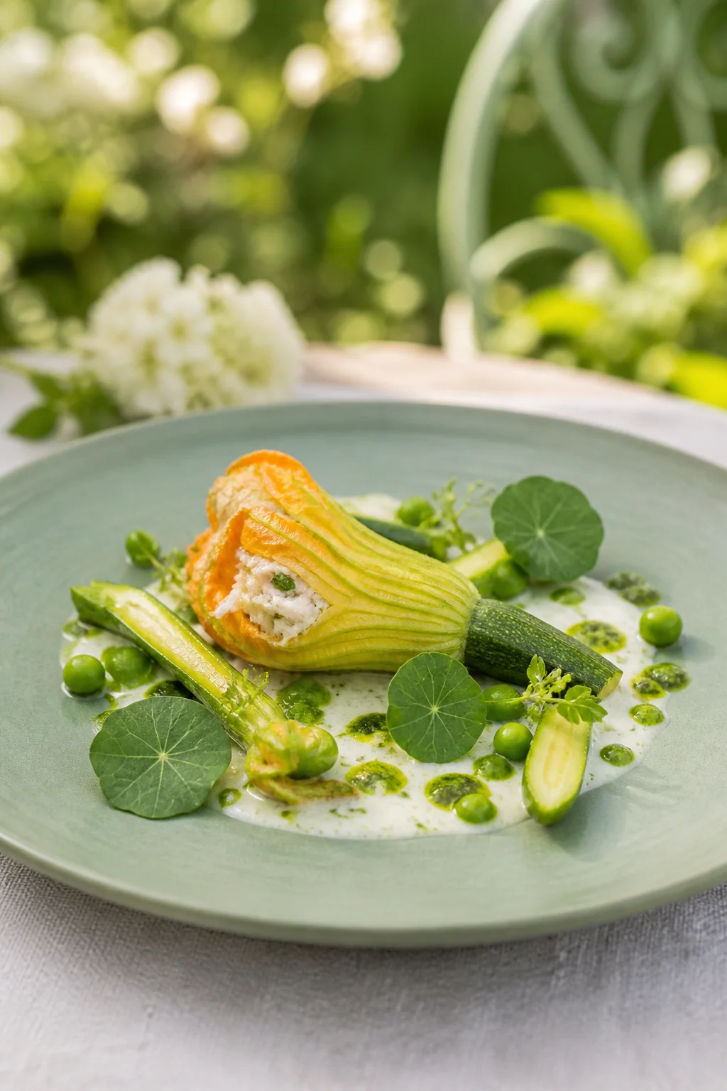 Légumes de saison, herbes et sauce végétale, création visuelle IA