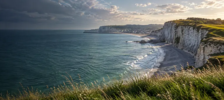 Évocation illustrée des falaises de craie de la côte d’Albâtre
